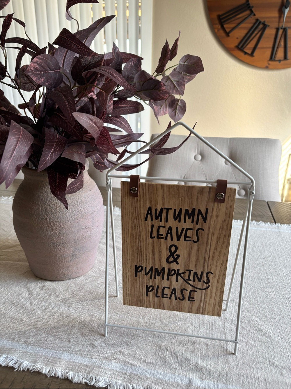 Target White Frame Autumn Leaves & Pumpkins Wood Sign